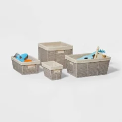 14.75" X 13" X 11" Large Lined Woven Milk Crate Gray - Brightroom™: Decorative Storage Basket, Rectangle, Traditional Style -Decorate Storage Shop GUEST 054d99f6 5bc4 4b73 87f9 e39da675c247