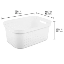 1.5bu Rectangle Modern Laundry Basket - Brightroom™: White Plastic Clothes Basket With Built-In Handles, Medium Size -Decorate Storage Shop GUEST 139dbc74 c30a 4b9b 9d81 d46fe8160b69