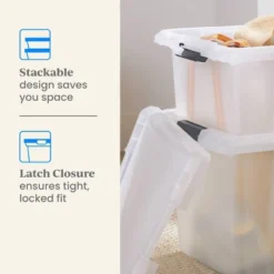 Medium Frosted Latching Storage Box - Brightroom™: Stackable Polypropylene Tote With Lid, 48L Capacity -Decorate Storage Shop GUEST 26086a48 e4ef 4a9c a11a 7ec2b449b8a7