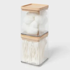 Extra Small Clear Canister With Bamboo Lid 2pk - Brightroom™ -Decorate Storage Shop GUEST 29c43741 9f61 4a61 97ff cdce5bf96f80