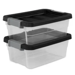 16qt Heavy Duty Latching Clear Storage Box - Brightroom™: Portable Plastic Bin, Universal Storage, Black, Lidded -Decorate Storage Shop GUEST 30d96dcc cb68 439b 9bd8 2c3b4545597d