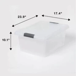 Medium Frosted Latching Storage Box - Brightroom™: Stackable Polypropylene Tote With Lid, 48L Capacity -Decorate Storage Shop GUEST 31645692 b442 466a 830f 80177189691a
