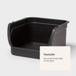 4.6qt Open Front Stackable Storage Bin - Brightroom™: Portable Black Utility, Universal Storage, 5" Height -Decorate Storage Shop GUEST 37e3c57e b404 4225 8b9d 9ee4f026b278