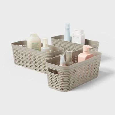 3pk Wave Half Medium Decorative Basket Gray - Brightroom™ 3 3pk Wave Half Medium Decorative Basket Gray - Brightroom™ - Image 3