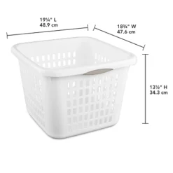 1.5bu Plastic Square Laundry Basket - Brightroom™: Medium White Clothes Hamper With Built-In Handles, Portable Storage -Decorate Storage Shop GUEST 6bbe6fc2 f475 43bc 9874 65c18f50f3ec