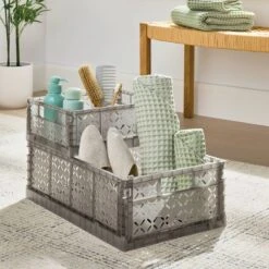 Large Foldable Crate Gray - Brightroom™