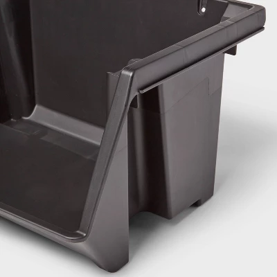 Large Open Front Stackable Storage Bin - Brightroom™: Black Polypropylene Utility, 10.75 Volume, 20.3" Width 2 Large Open Front Stackable Storage Bin - Brightroom™: Black Polypropylene Utility, 10.75 Volume, 20.3" Width - Image 2
