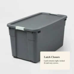 45gal Latching Storage Tote - Brightroom™: Portable Plastic Container With Lid, Universal Storage, Gray, 45 Gallon Capacity -Decorate Storage Shop GUEST a42903f1 b0e7 4adf 995d 5bb50a587821