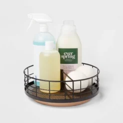 Divided Turntable Black Wire With Natural Wood - Brightroom™ -Decorate Storage Shop GUEST aa83c3b1 19ba 41dd ba5d e1b86512a437