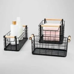 Rectangular Wire Natural Wood Handles Basket - Brightroom™ -Decorate Storage Shop GUEST ab19b57b a6b9 48e1 bff9 9f5ba2d2135a