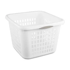 1.5bu Plastic Square Laundry Basket - Brightroom™: Medium White Clothes Hamper With Built-In Handles, Portable Storage -Decorate Storage Shop GUEST b3a07e8d 196b 494f a6c1 dc231ca035ec