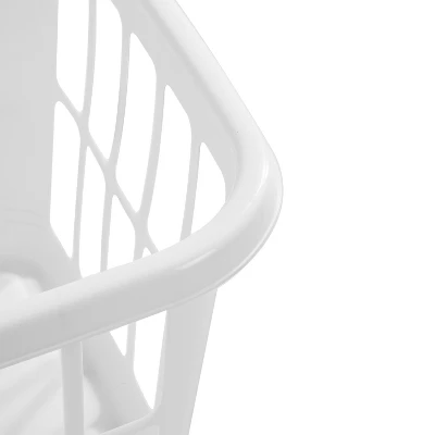 1.25bu Laundry Basket White - Brightroom™: Plastic Clothes Hamper With Built-In Handles, Medium Size, Portable Storage 4 1.25bu Laundry Basket White - Brightroom™: Plastic Clothes Hamper With Built-In Handles, Medium Size, Portable Storage - Image 4