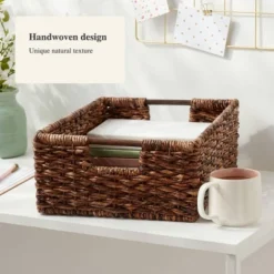 Woven Abaca Folio Bin - Brightroom™: Handwoven Brown Storage Basket, Rectangle, Lacquered Finish, Ethical Handcraft -Decorate Storage Shop GUEST c82c18cf 9f67 43f8 9b53 8b2a0b548aaf