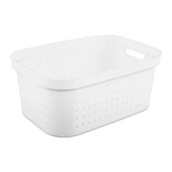 1.5bu Rectangle Modern Laundry Basket - Brightroom™: White Plastic Clothes Basket With Built-In Handles, Medium Size -Decorate Storage Shop GUEST cc28ac84 ff71 41ec aa28 778151e96fdd