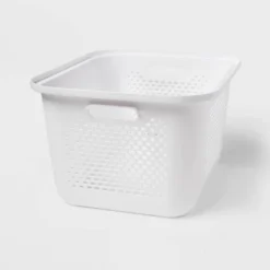 Medium Decorative Plastic Bin With Cutout Handles - Brightroom™ -Decorate Storage Shop GUEST e1f081c9 83c4 4d3b b49c 871ebffed813