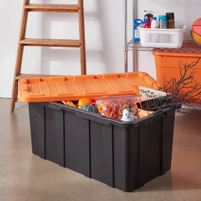 38gal Halloween Heavy Duty Storage Tote Orange Lid - Brightroom™ 1 38gal Halloween Heavy Duty Storage Tote Orange Lid - Brightroom™