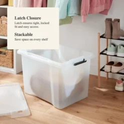 Large Frosted Latching Storage Box - Brightroom™: Stackable Clear Tote, 76L Capacity, Polypropylene, Universal Storage -Decorate Storage Shop GUEST f23c34bd 6053 493d ac3c 2d88b7161b8f