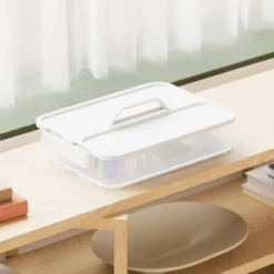 Click In Place 6.7qt Clear Shallow Plastic Storage Bin With White Latch For Home And Office Organization - Brightroom™ -Decorate Storage Shop GUEST ffd88927 ddb5 48af 946a 3273e62a3092