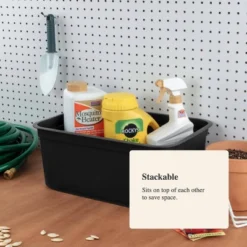 Folio Heavy Duty Storage Bin - Brightroom™: Black Plastic, Stackable, Portable, Universal Storage, 18.6 Volume Capacity -Decorate Storage Shop GUEST ffee4270 d976 4a1d 8f8a dcb319bc901c